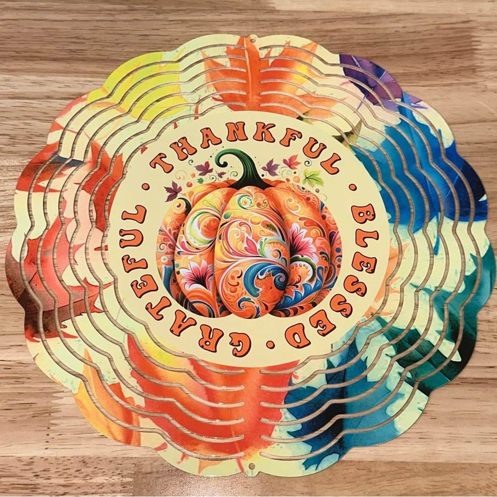 Festive Pumpkin handmade 10” WIND SPINNER